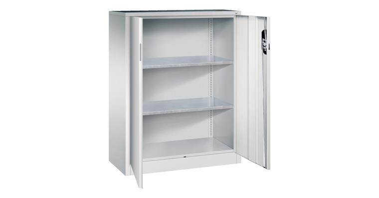 Flügeltür-Werkzeugschrank HxBxT 1200x930x400 mm 2 Einlegeböden RAL 7035