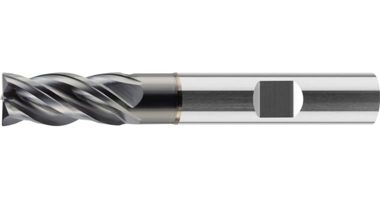 Solid carb. HPC end mill STEEL Varocon-coat. Z4 HB shaft lg dia. 6 mm
