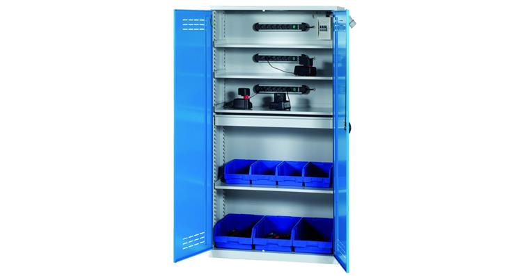 Akkuschrank 1950x1000x500 mm Vollblechtüren RAL 7035/5012