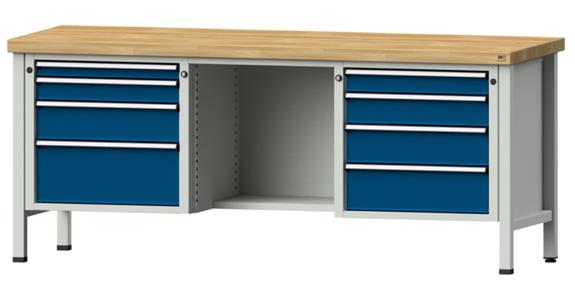 1082087401 Kastenwerkbank 2000x700x850mm 8 Schubladen mit Sitzer BMP 7035/5010