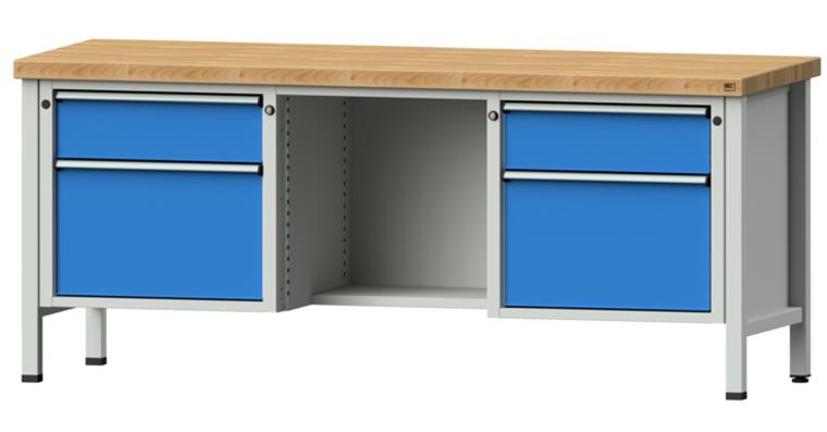 1082086101 Kastenwerkbank 2000x700x850mm 4 Schubladen mit Sitzer BMP 7035/5012