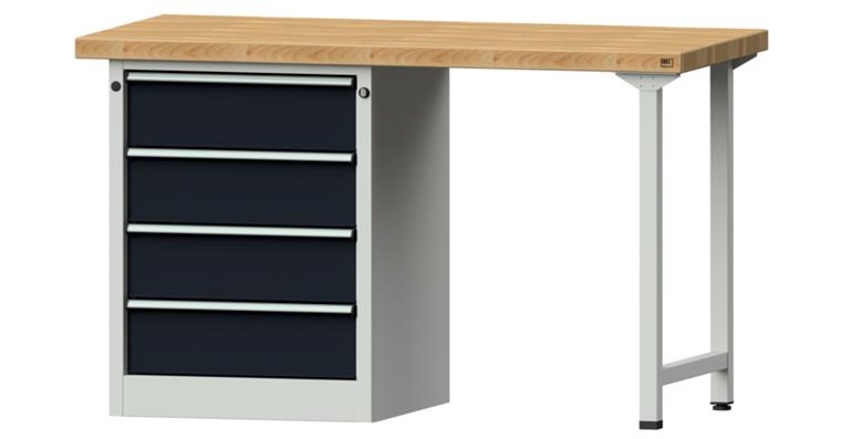 1082078692 KOMBIWERKBANK Buche-Massivplatte 4 Schubladen 1500X700x900 MM RAL 7035/7016