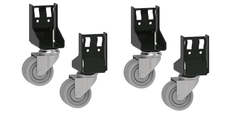 Rollensatz Quattro 4 x Gummi-Lenkrollen Ø 75mm ohne Feststeller Schwarz