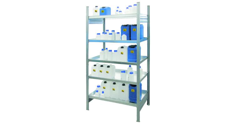 Gefahrstoffregal 1060 x 635 x 2000 mm KG-GR 100 / 4 Wannenböden  - Grundfeld