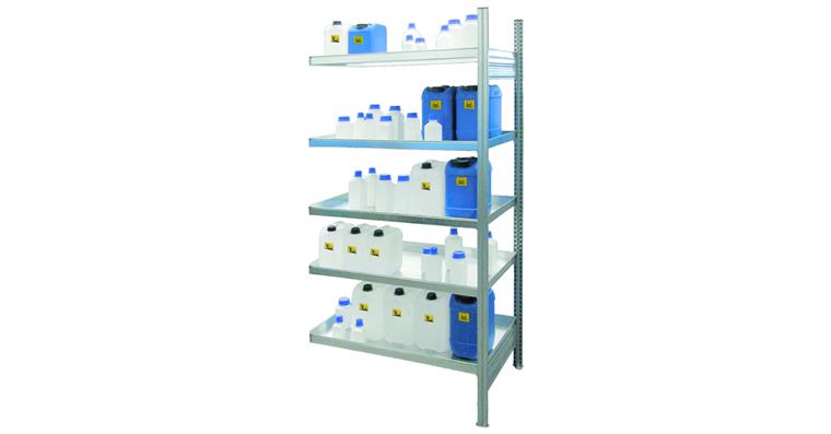 Gefahrstoffregal 1310 x 635 x 2000 mm KG-GR 130 / 5 Wannenböden - Anbaufeld