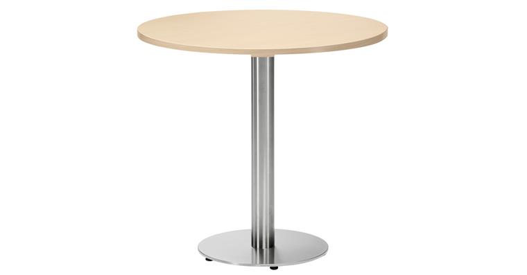 1082350102 Cafeteria Tisch Gestell Edelstahl Platte Ø800mm Holzdekor Ahorn Höhe 755 mm