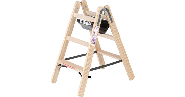 Stufen-Stehleiter aus Holz 2x 3 Stufen Arbeitshöhe 2,35 m