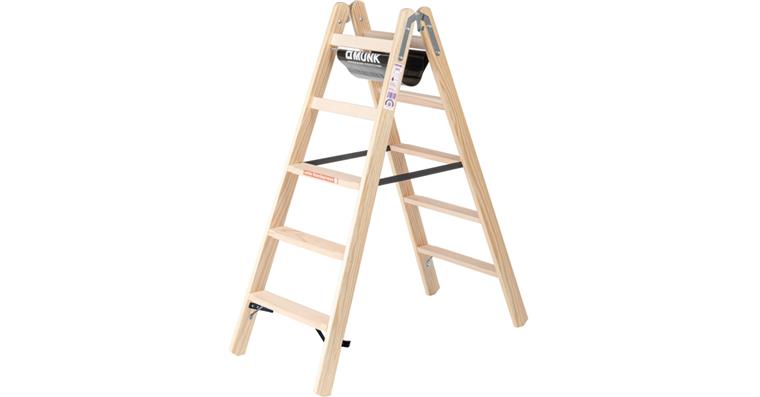 Stufen-Stehleiter aus Holz 2x 5 Stufen Arbeitshöhe 2,70 m
