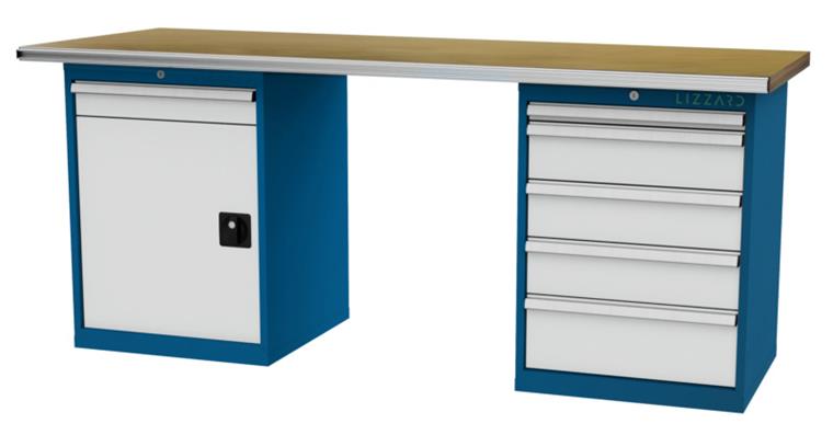 1082071901 LIZZARD Reihenwerkbank 2 Gehäuse a 600x575x820mm B2000xT750xH860mm RAL7035/5010