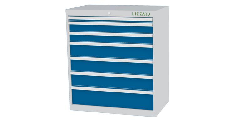Lizzard Schubladenschrank 7 Schubladen B900xT575xH1020mm RAL7035/5012