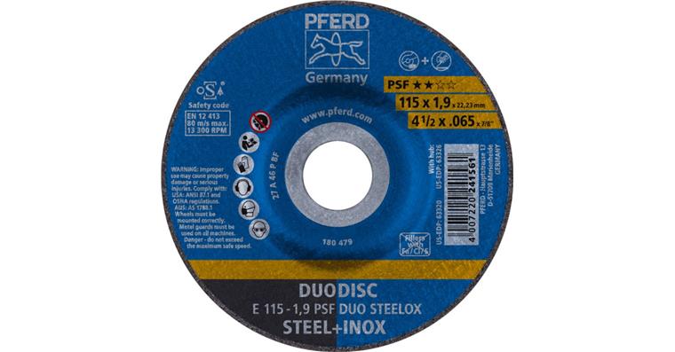 Combination sanding disc depressed centre univ. line PSF DUO STEELOX 115x1.9mm