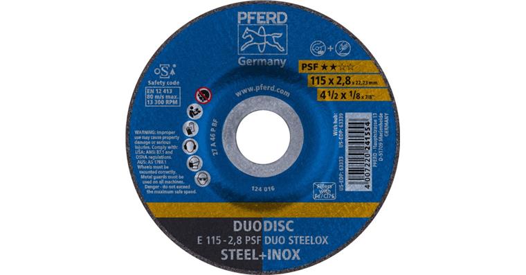 Combination sanding disc depressed centre univ. line PSF DUO STEELOX 115x2.8mm
