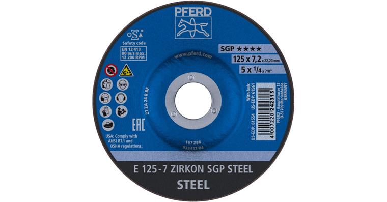1001434969 Schruppscheibe SGP STEEL ZIRKON E 125x7,2x22,23 mm