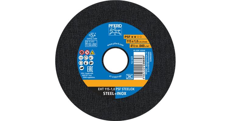 Free-hand cutting disc, straight, universal line PSF STEELOX grit 60 115x1.0 mm