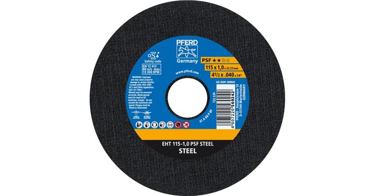 Free-hand cutting disc, straight, universal line PSF STEEL grit 60 115x1.0 mm