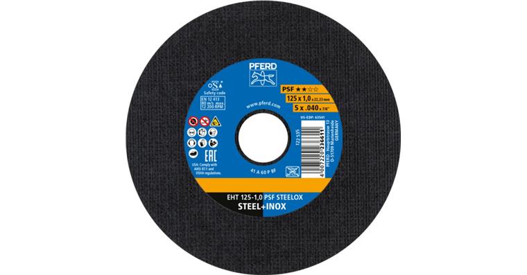 Free-hand cutting disc, straight, universal line PSF STEELOX grit 60 125x1.0 mm