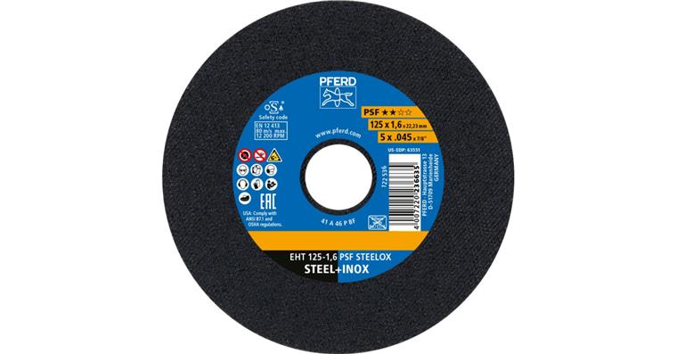 Free-hand cutting disc, straight, universal line PSF STEELOX grit 46 125x1.6 mm