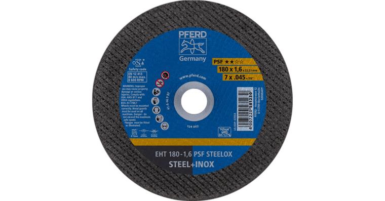 Free-hand cutting disc straight universal line PSF STEELOX grain 46 180x1.6 mm