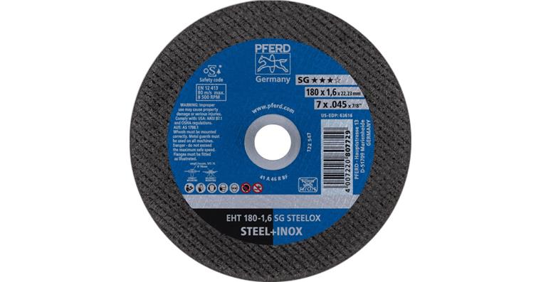 Free-hand cutting disc straight power line SG STEELOX grain 46 180x1.6 mm