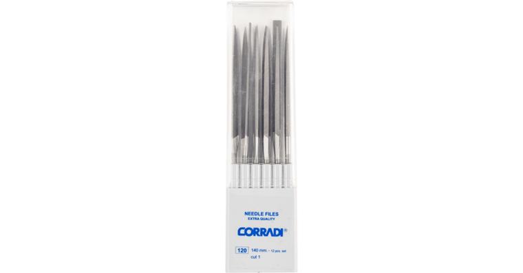 Prec. needle files set, 12 pieces, medium grit, in box, L=140 mm, Swiss cut 1