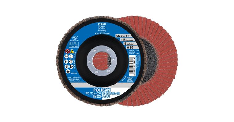 Fächerschleifscheibe POLIFAN A-COOL SG INOX+ALU konisch PFC 115x22,23 mm K80