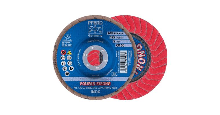 PFERD abr flap disc PolifanCO-FREEZE SGP STRONG INOX dia 125 mm cer abr grain 50
