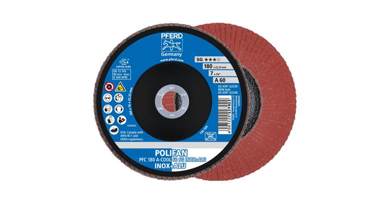 Fächerschleifscheibe POLIFAN A-COOL SG INOX+ALU konisch PFC 180x22,23 mm K60