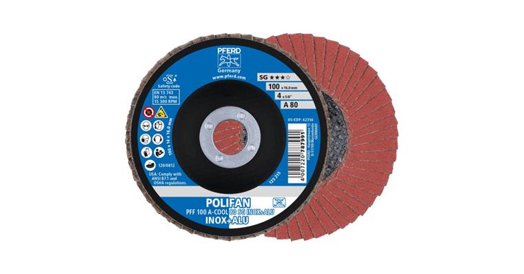 1001429349 Fächerschleifscheibe POLIFAN A-COOL SG INOX+ALU flach PFF 100x16 mm K80