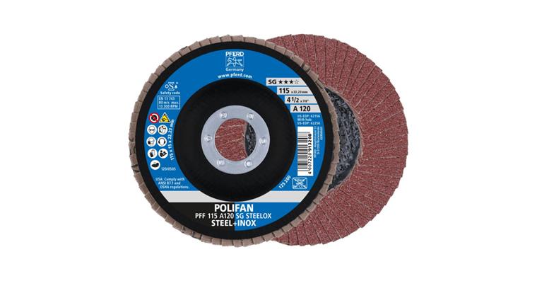 Fächerschleifscheibe POLIFAN SG STEELOX flach PFF 115x22,23 mm A120