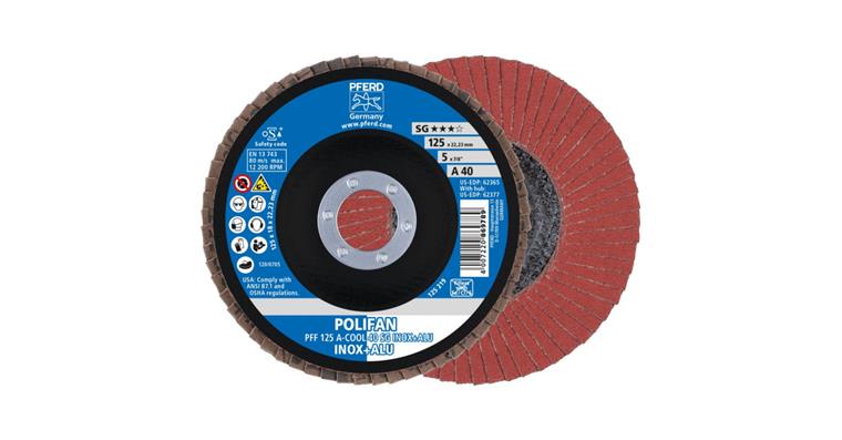 Fächerschleifscheibe POLIFAN A-COOL SG INOX+ALU flach PFF 125x22,23 mm K40