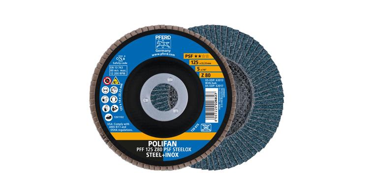 1001433949 Fächerschleifscheibe POLIFAN PSF STEELOX flach PFF 125x22,23 mm Z80