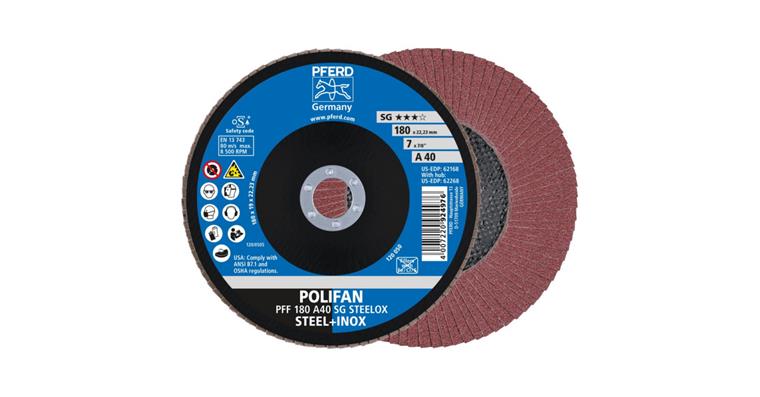 1001429328 Fächerschleifscheibe POLIFAN SG STEELOX flach PFF 180x22,23 mm A40