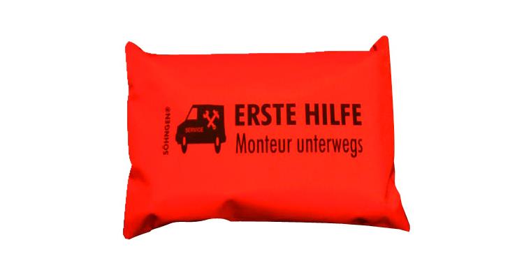 First aid bag with zip for installers for mobile use orange 210x140 mm